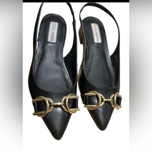 Steve Madden Black Flats with Gold Buckle